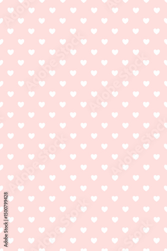 Seamless pattern white hearts on pastel pink background