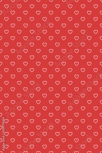 Seamless pattern white hearts on red background