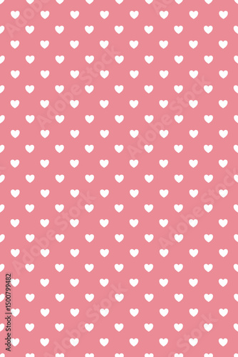Seamless pattern white hearts on pink background