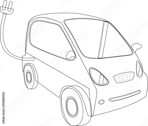 sketch of electric car vehicle design vector illustration that supports environmental preservation