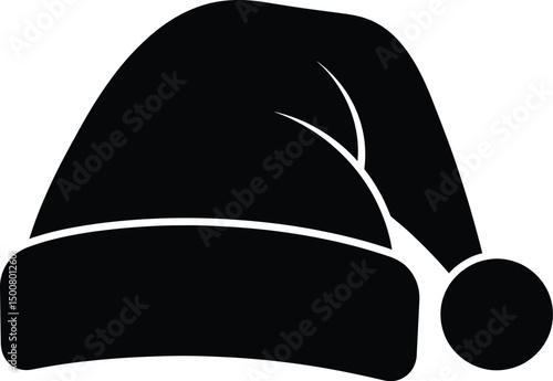 black snow hat, winter hat, warm cozy hat, wooly winter hat, fuzzy black hat, snow-covered hat, minimal hat silhouette
