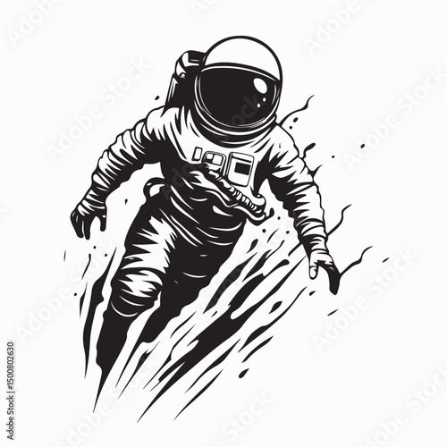 Astronaut walking in space Images vector isolated on white background.