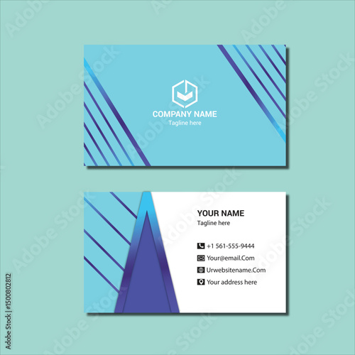 professional business card design template with blue and purple gradient