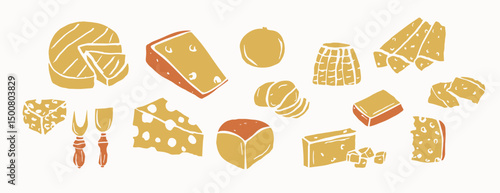 Flat vector different cheese collection