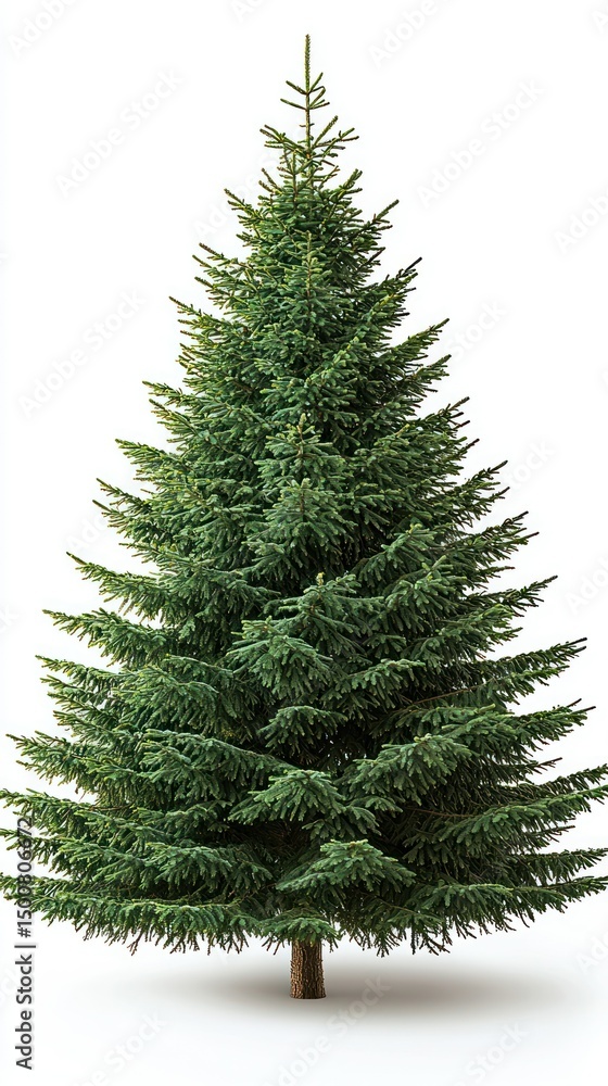 Fototapeta premium Full, evergreen fir tree, isolated