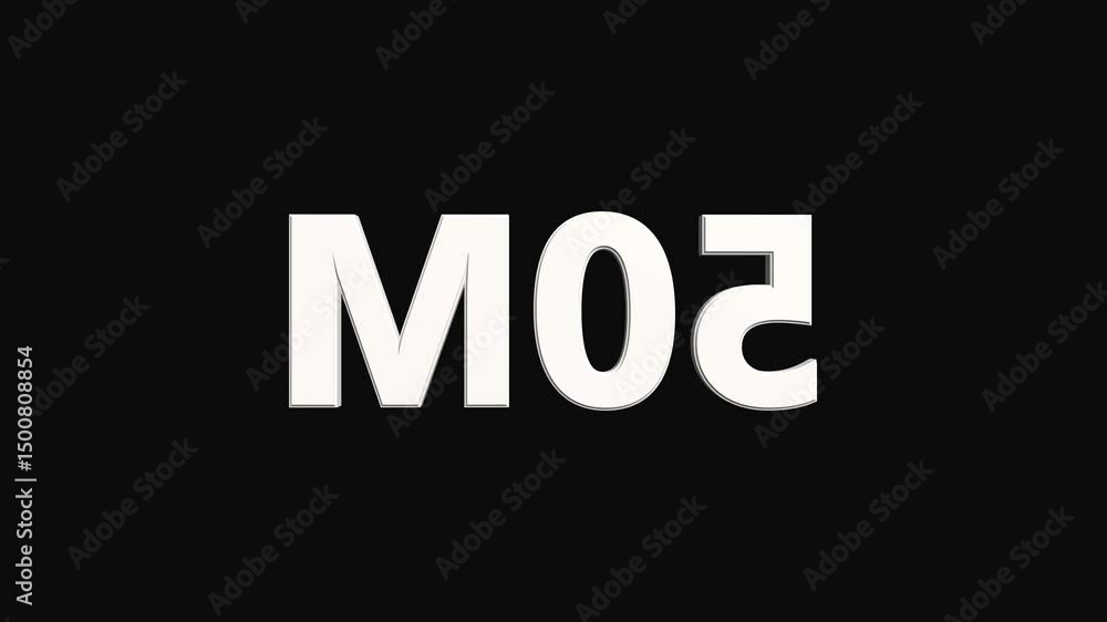 The number 50M are stylized and illuminated, conveying a celebratory 3d animation. The background is black and Neon a vibrant right hand moving. The letters are stylized and illuminated. The number 50M are stylized and illuminated, conveying a celebratory 3d animation. The background is black and Neon a vibrant right hand moving. The letters are stylized and illuminated.