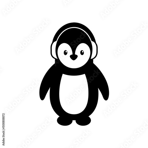 Cute winter penguin vector with earmuffs