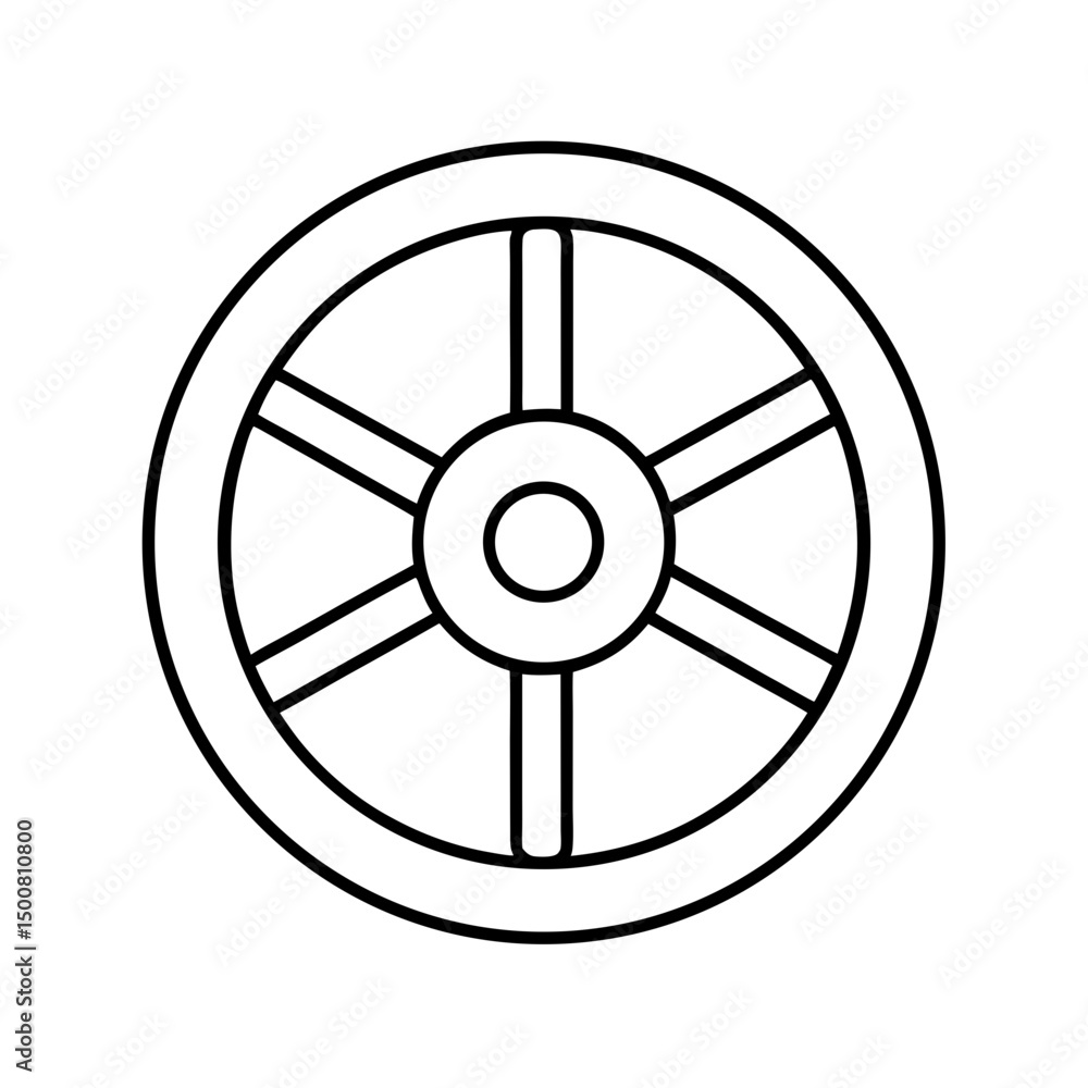 Obraz premium Elegant steering wheel icon vector thin line style