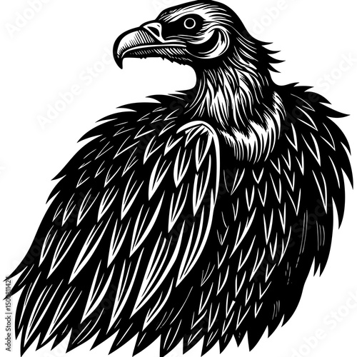 black vulture isolated on white