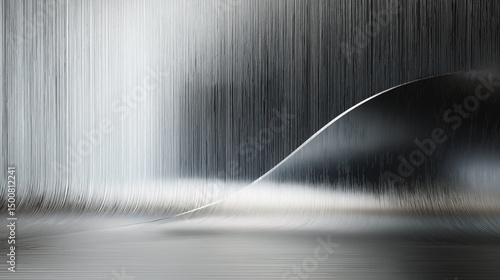 Vertical Grain Brushed Metal with Curved Ridge and Reflective Gradient