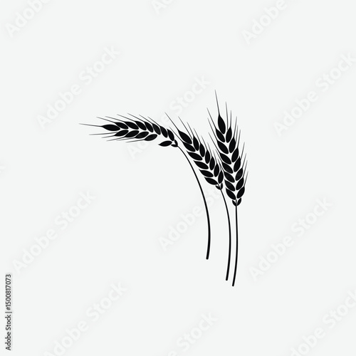 Elegant Wheat Sheaf Icon on White Background – Minimalist Harvest Symbol for Logos, Labels & Design Projects