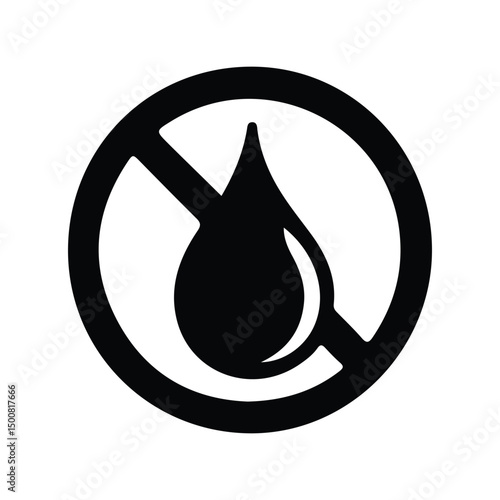 No water symbol vector illustration. Prohibited water sign icon for packaging label, waterproof notice, warning tag