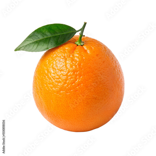orange with leaf isolated on white