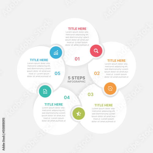 Modern Circular Cycle Infographic Design Template with 5 Data Points