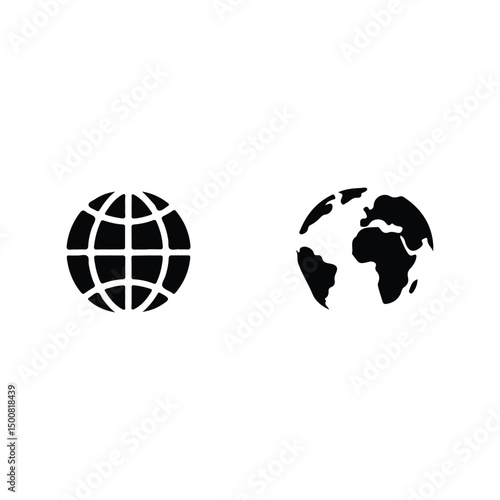 World globe icon vector illustration. Earth planet symbol with longitude and latitude lines in flat style
