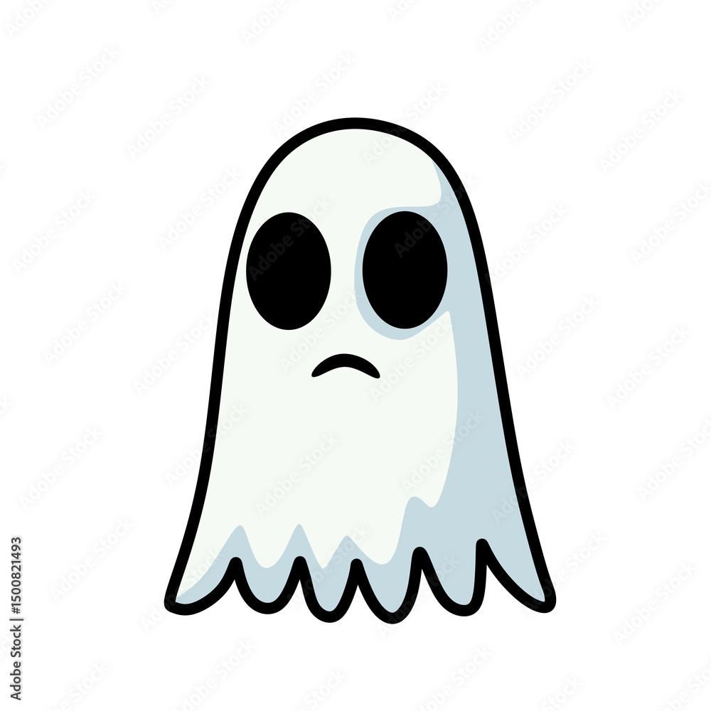White Ghost with Sad Face vector Illustration. Perfect for Halloween or spooky themes White Ghost with Sad Face vector Illustration. Perfect for Halloween or spooky themes