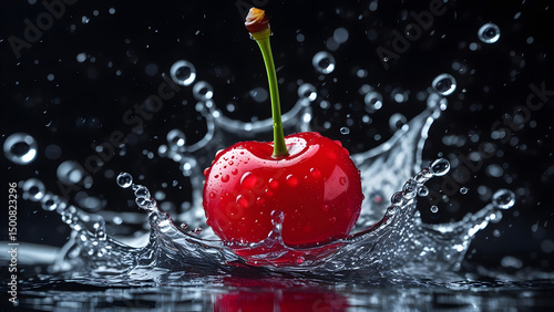 beautiful glossy Cherry drop in water 