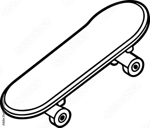 skateboard line art vector illustration