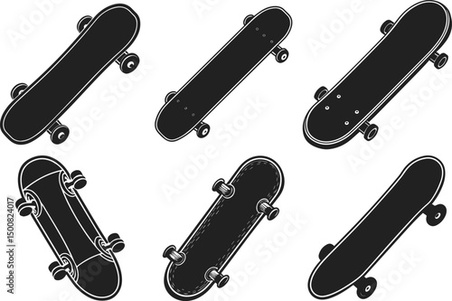 Set of skateboard silhouette vector illustration