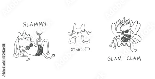 Minimal Cat Doodles – Whimsical Funny Illustration