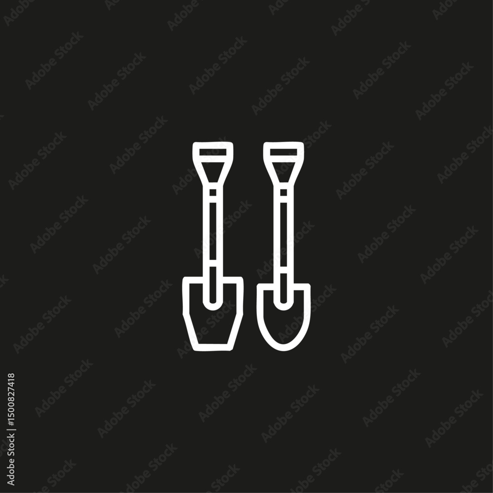 Fototapeta premium Shovels icon logo flat vector design