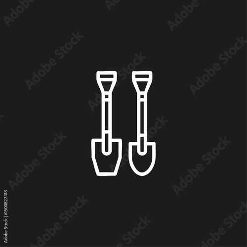 Shovels icon logo flat vector design