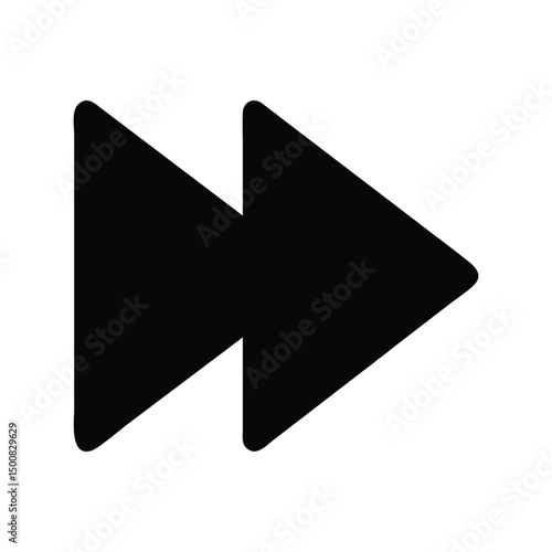 Fast forward icon vector. Media control symbol, quick skip button for video players, music apps, or streaming interfaces

