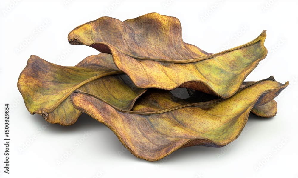 Fototapeta premium Dried leaves autumn nature studio background design