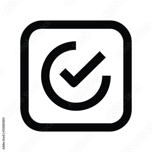 Checkmark icon vector. Approval symbol, validation tick, correct answer sign for forms, lists, or UI success notifications

