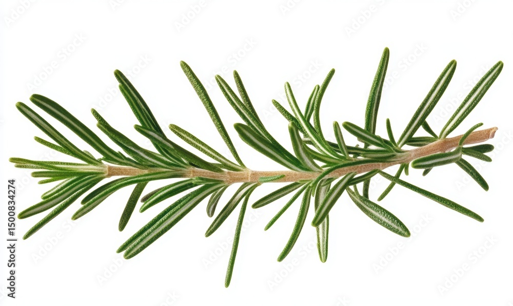 Fototapeta premium Fresh rosemary sprig, isolated, white background, cooking ingredient (1)