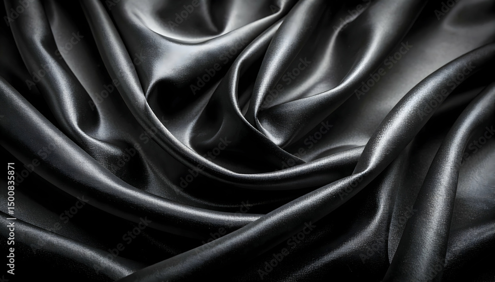 Fototapeta premium Dark Gray and Black Silk Fabric Draped Texture