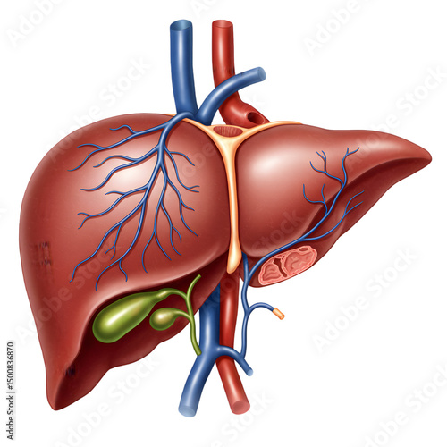 Human Liver Anatomy: Detailed Diagram on transparent background