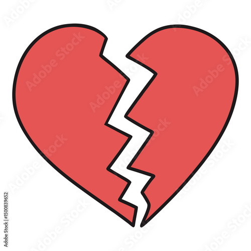 Simple Broken Heart Icon Emotional Sad Love Vector Clip Art