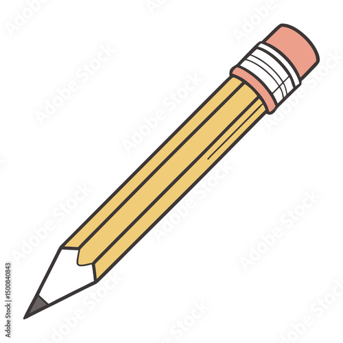 Cartoon Yellow Pencil Icon School Drawing Writing Tool Clipart