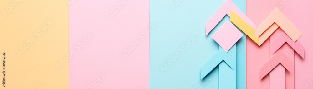 Pastel Growth Arrow Paper Art, Creativity ,Shapes Pastel Growth Arrow Paper Art, Creativity ,Shapes