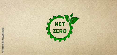 Net zero symbol on paper background. Concept of environmental management, green community, reducing carbon dioxide emissions target. limit climate change and global warming. with copy space