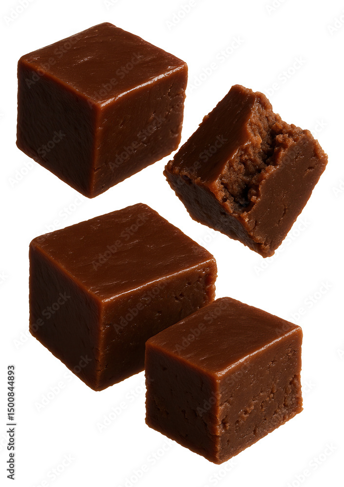 custom made wallpaper toronto digitalCubes of rich brown chocolate fudge with a smooth texture and one piece partially eaten.