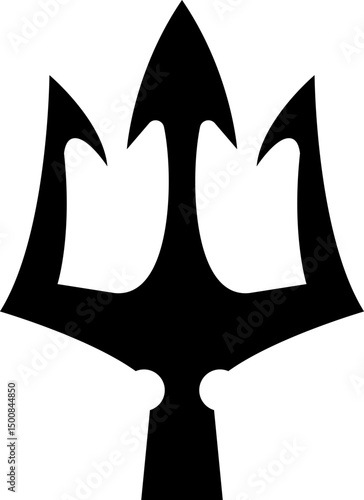 Illustration of trident. Neptune trident. Design element for logo, label, sign, emblem, poster. Vector illustration