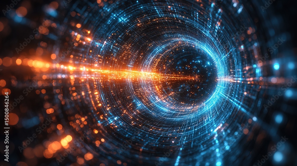 A futuristic wormhole transportation gate glowing with advanced energy technology A futuristic wormhole transportation gate glowing with advanced energy technology