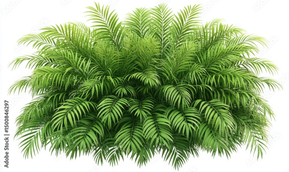 Lush green palm shrub isolated on white, landscaping design Lush green palm shrub isolated on white, landscaping design