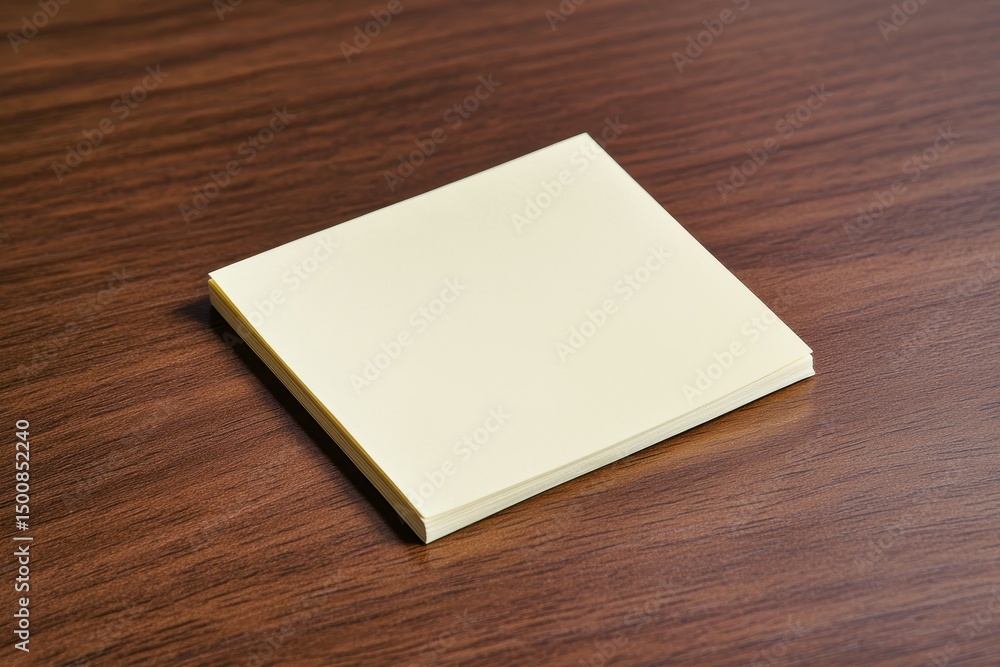 Note Pad on Desk. Blank Sticky Note for Writing on Desk with Adhesive Note Pad on Desk. Blank Sticky Note for Writing on Desk with Adhesive