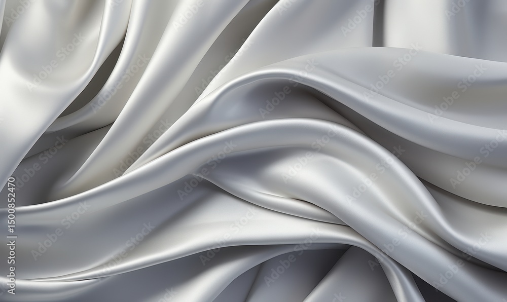 Obraz premium Textura de seda plateada, pliegues suaves, fondo abstracto