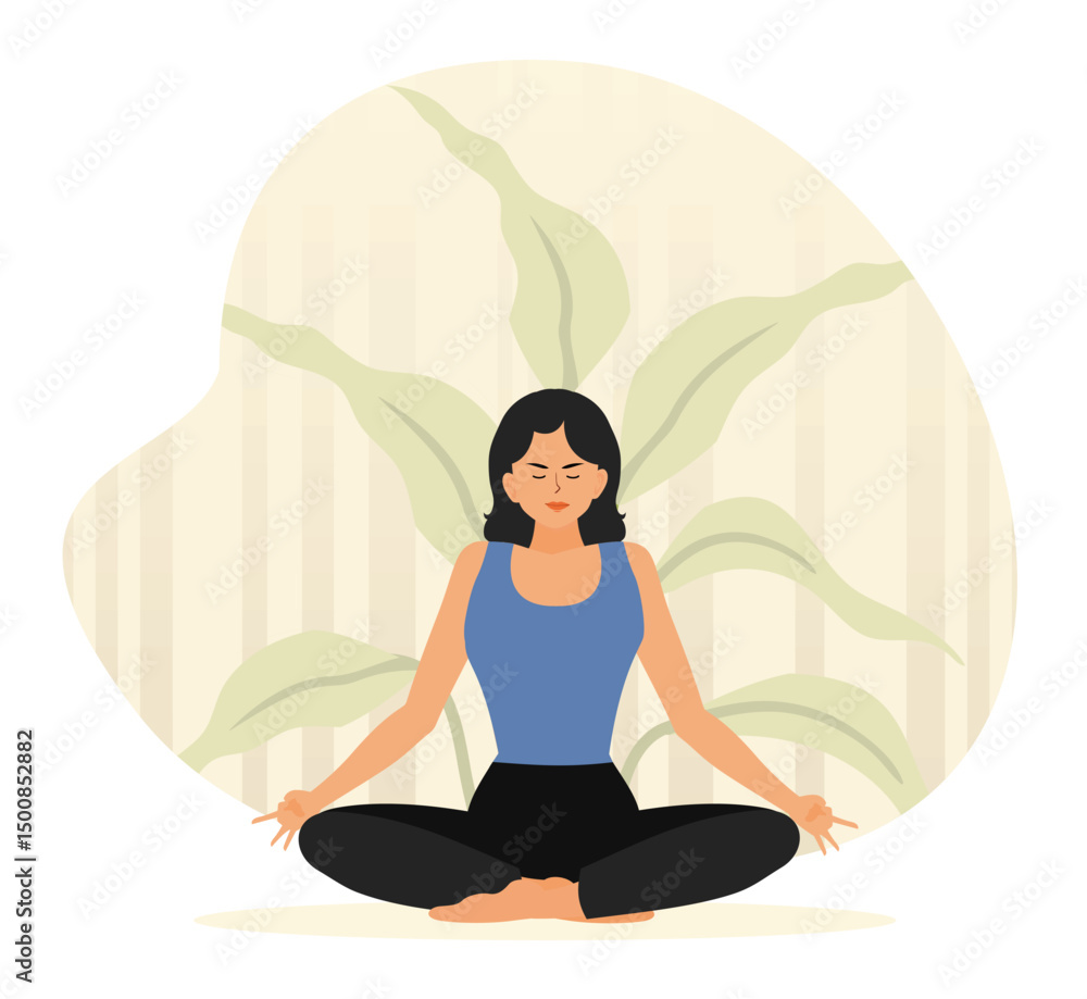 Meditation concept. Serene Woman Meditating in Lotus Position with Calming. Meditation concept. Serene Woman Meditating in Lotus Position with Calming.