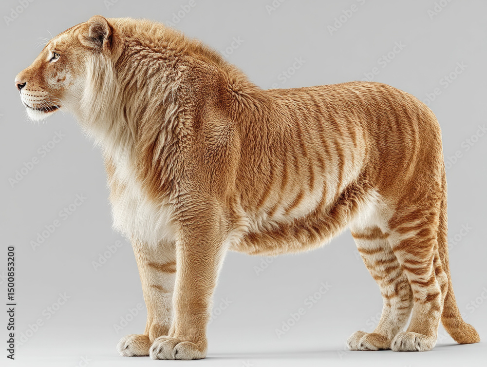 Obraz premium A depiction of a liger, a hybrid of a lion and tiger