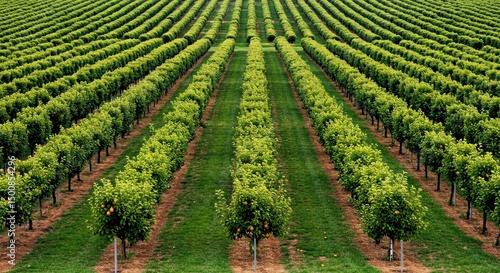 High Quality Sweeping Landscape Photograph of Vast Pear Orchard