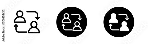 User switch icon with directional arrows, representing position change, account change, user exchange, or profile swap.