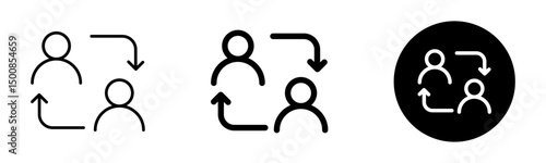 User switch icon with directional arrows, representing position change, account change, user exchange, or profile swap.