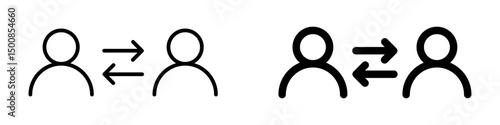 User switch icon with directional arrows, representing position change, account change, user exchange, or profile swap. Vector Illustration