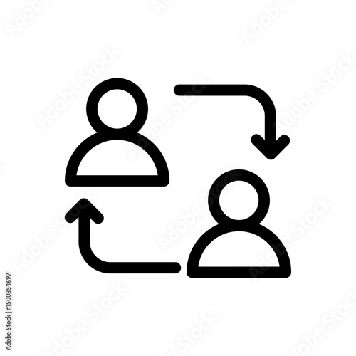User switch icon with directional arrows, representing position change, account change, user exchange, or profile swap.
