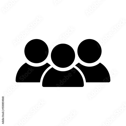 User group network, society icon showing multiple users connected by nodes, representing teamwork, social connection, or data sharing.